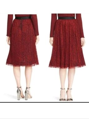 Alice + Olivia  MIKAELA  Pleated Lace Midi SKIRT 4  $395